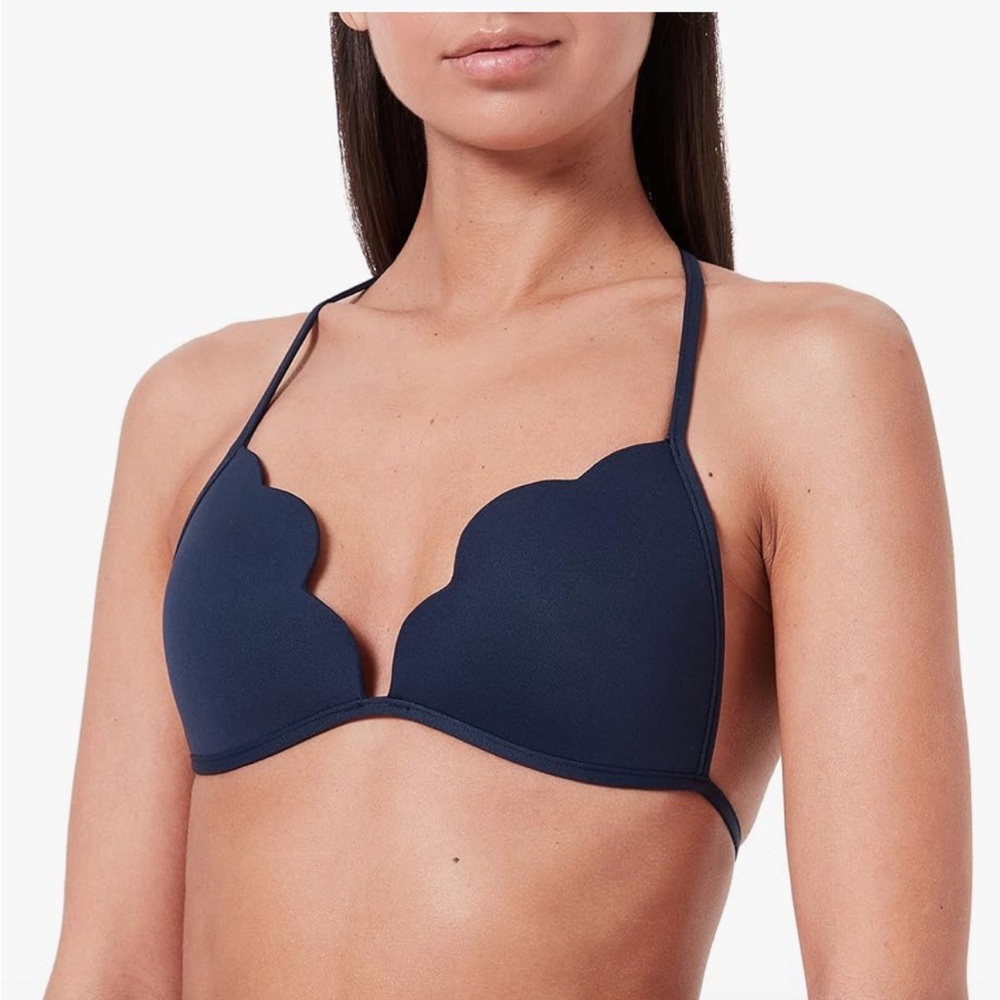 Seafolly Petal Edge Fixed Tri Bikini Top | Indigo | Swimsuit Top | NWOT